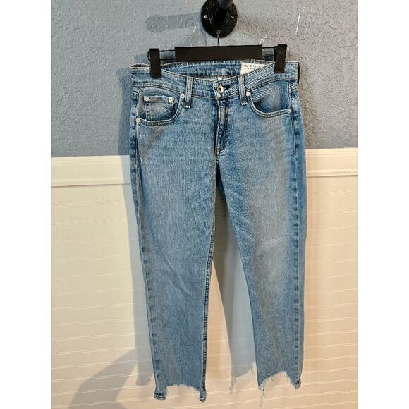 Rag & Bone Women’s Low-Rise Slim Boyfriend Thunderbird Denim Jeans Blue - Picture 11 of 11